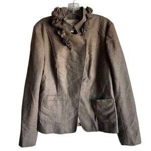 Banana‎ Republic Wool Blend Rosette Collar Blazer M Italian Fabric Brown Jacket